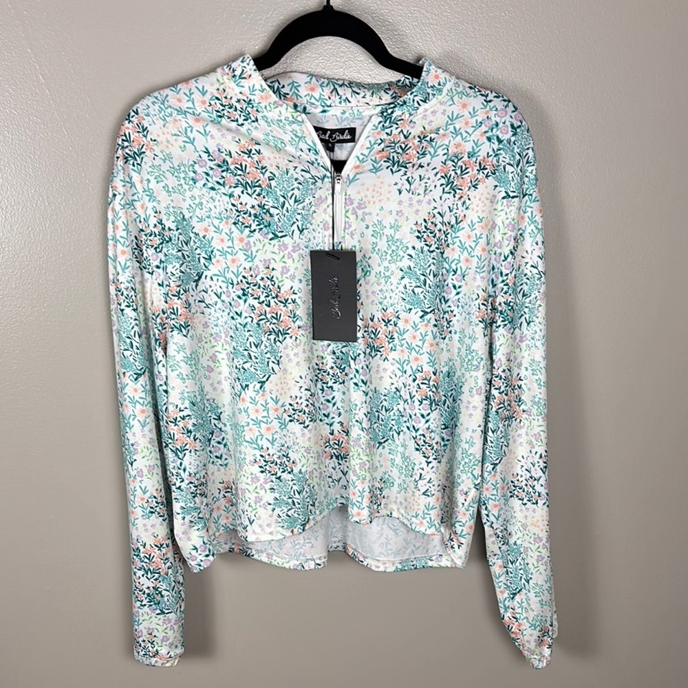 NWT Bad Birdie UV Quarter Zip Pullover | Spring Has Sprung Long Sleeve